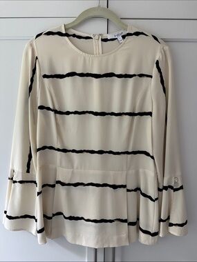 Derek Lam Cream Blouse with Black Striped Detail